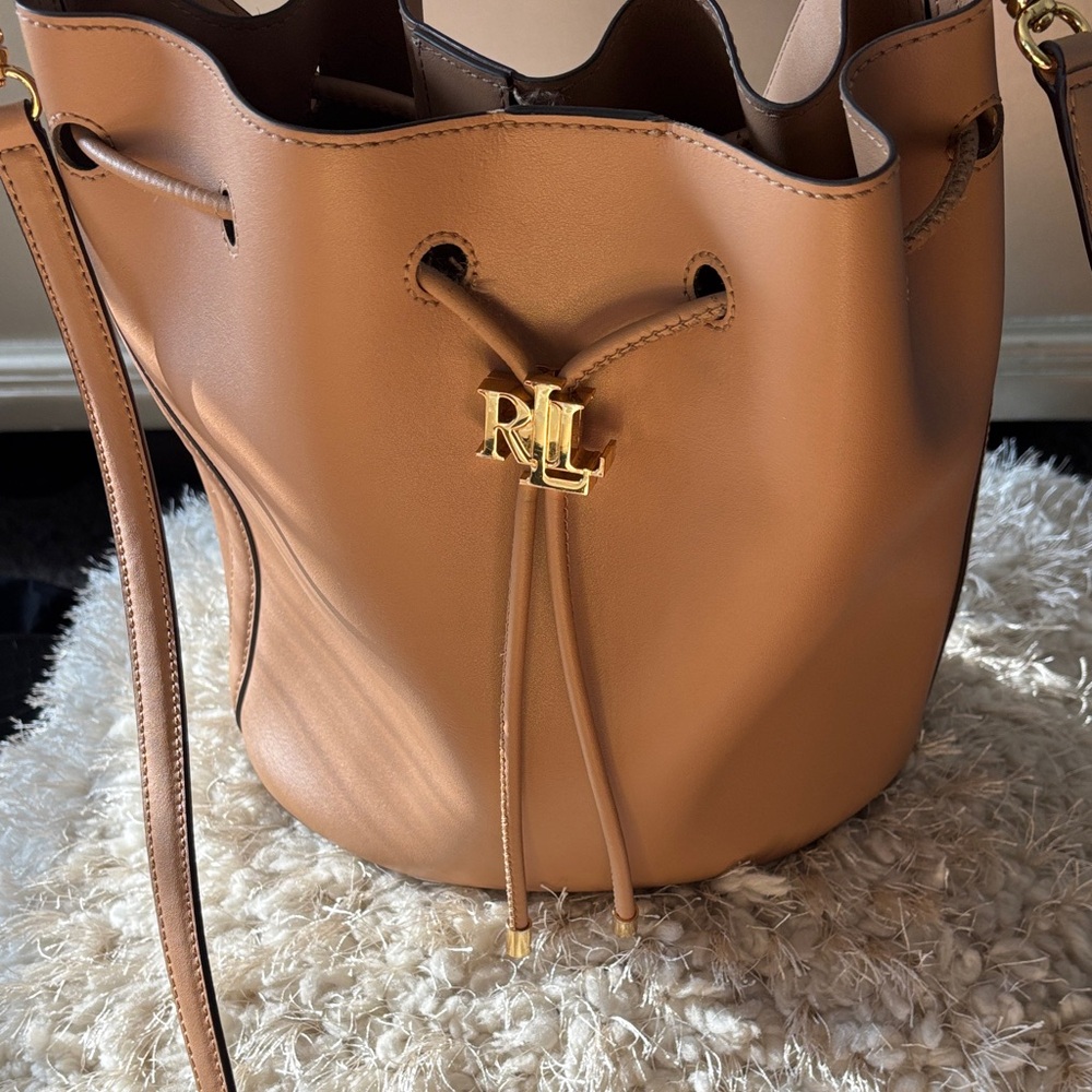 Ralph Lauren Camel Leather Bucket Bag